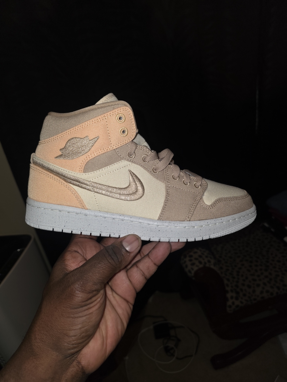 Jordan Women's High-Top Sneakers in Peach, Taupe & Cream